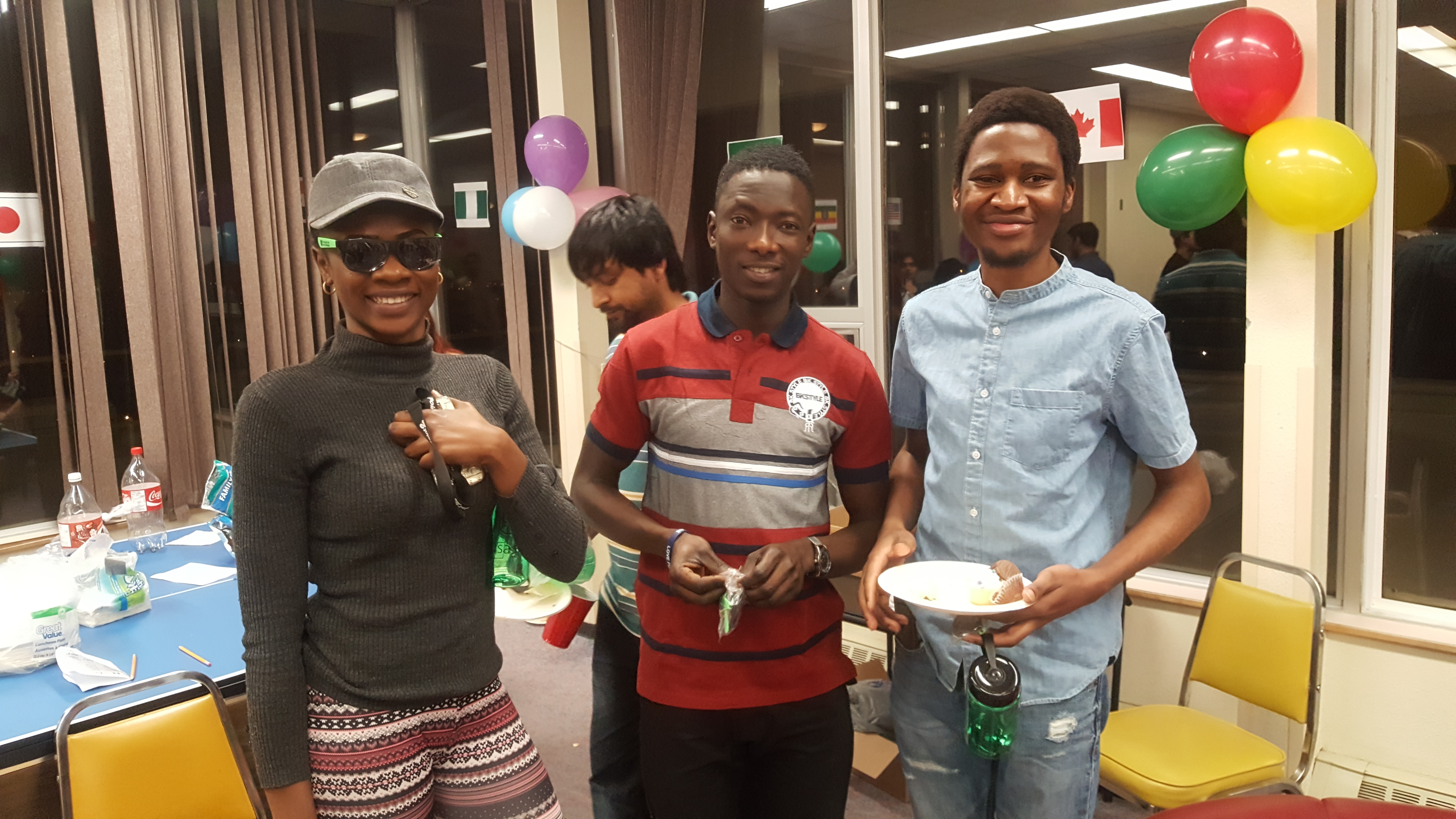 A group of students celebrating at one of Residence Services' Multicultural nights
